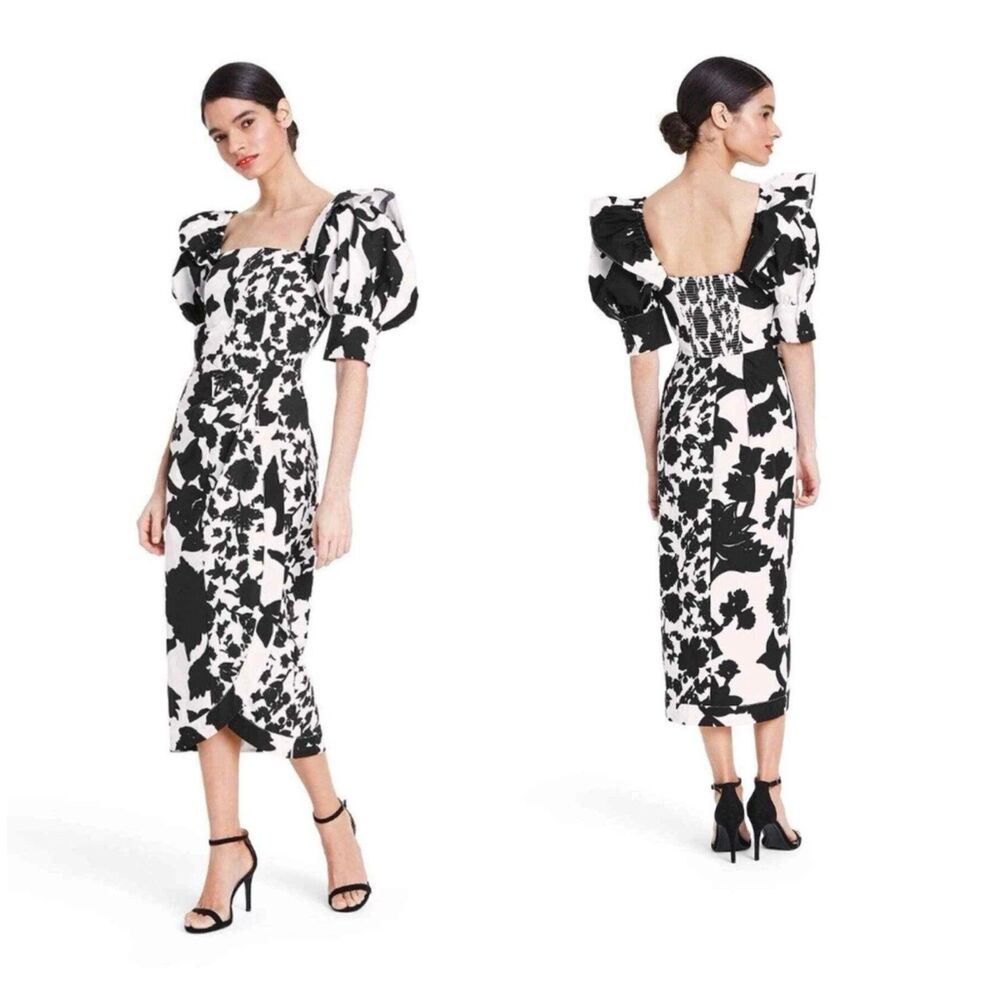 Christopher John Rogers x Target Floral Puff Sleeve Faux Wrap Dress Size 6 Chic